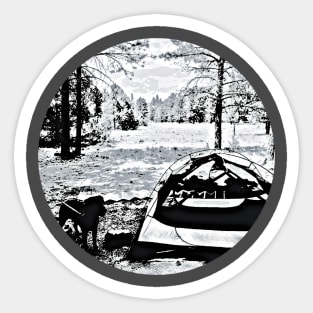 Camping with Dog Sticker